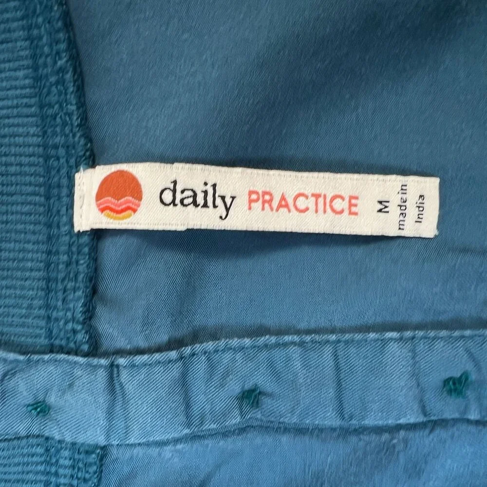 Anthropologie Daily Practice Solana Ruffled Tunic Dress Mini Teal Blue Medium
